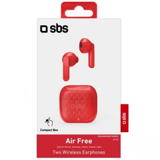 Casque sans fil SBS Air Free avec base compacte 250 mAh rouge