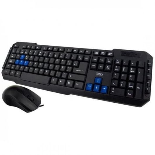 Combinazione tastiera multimediale + mouse 3Go COMBODRILE2 nera