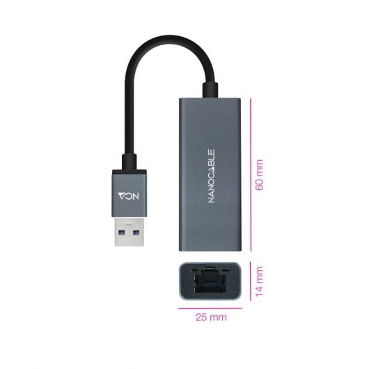 Nanocable Adaptador USB 3.0 para Ethernet Gigabit Alumínio