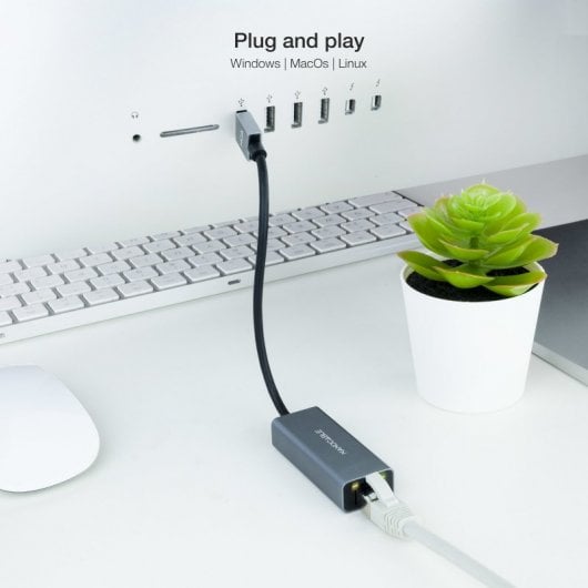 Nanocable Adaptador USB 3.0 para Ethernet Gigabit Alumínio