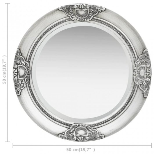 Vidaxl Espejo De Pared Estilo Barroco Plateado 50 Cm