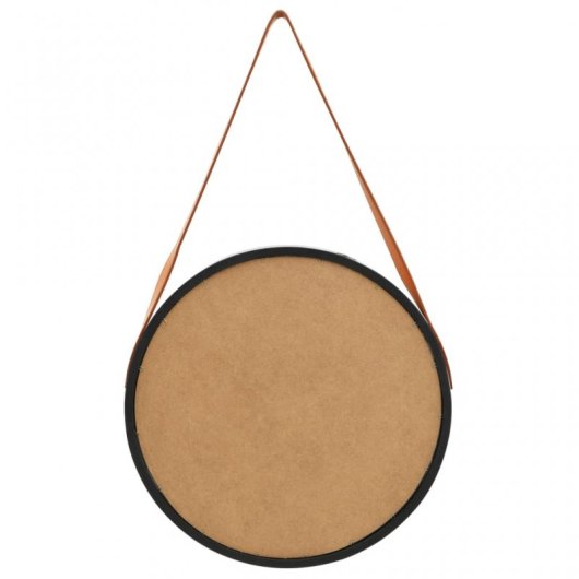 Vidaxl Espejo De Pared Con Correa Negro 50 Cm