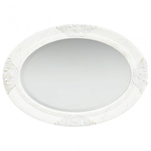 Vidaxl Espejo De Pared Estilo Barroco Blanco 50x70 Cm