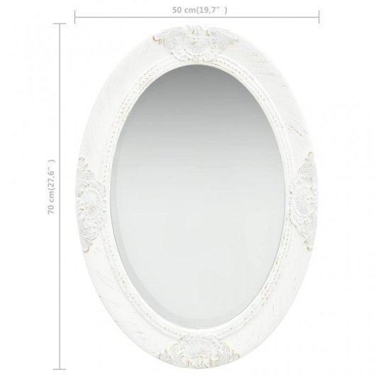 Vidaxl Espejo De Pared Estilo Barroco Blanco 50x70 Cm