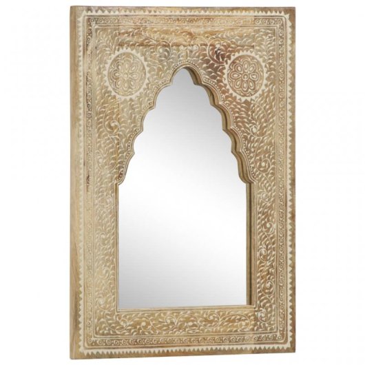 Vidaxl Espejo Pintado A Mano De Madera Maciza De Mango 40x55 Cm