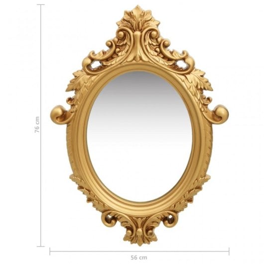 Vidaxl Espejo De Pared Estilo Castillo Dorado 56x76 Cm