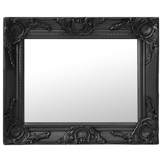 Vidaxl Espejo De Pared Estilo Barroco Negro 50x40 Cm