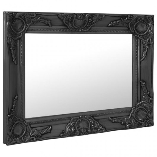 Vidaxl Espejo De Pared Estilo Barroco Negro 50x40 Cm