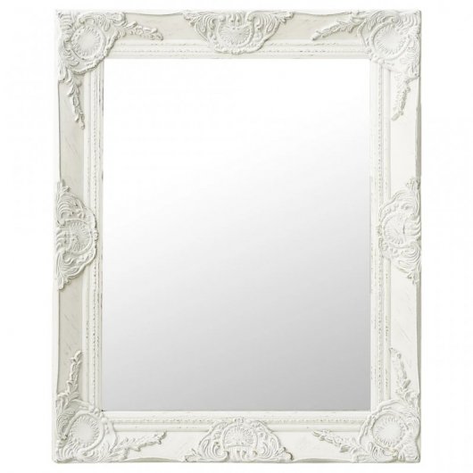 Vidaxl Espejo De Pared Estilo Barroco Blanco 50x60 Cm