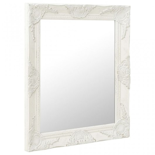 Vidaxl Espejo De Pared Estilo Barroco Blanco 50x60 Cm