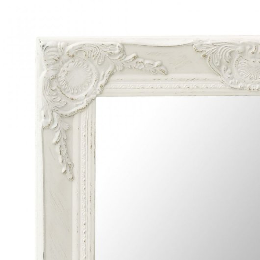 Vidaxl Espejo De Pared Estilo Barroco Blanco 50x60 Cm