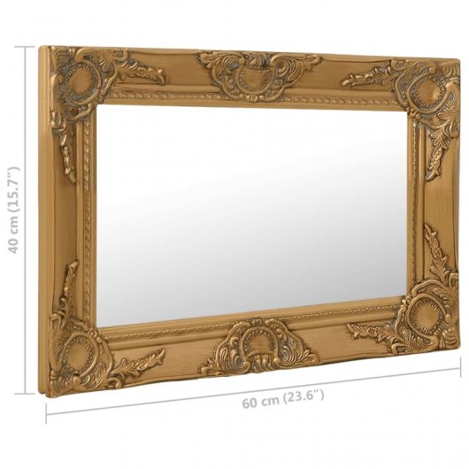 Vidaxl Espejo De Pared Estilo Barroco Dorado 60x40 Cm