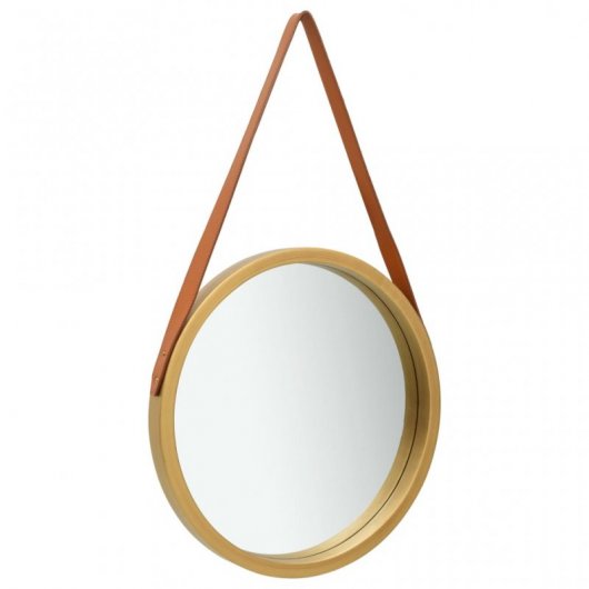 Vidaxl Espejo De Pared Con Correa Dorado 50 Cm