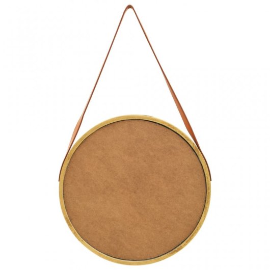 Vidaxl Espejo De Pared Con Correa Dorado 50 Cm