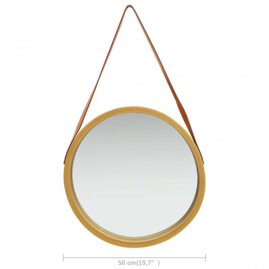 Vidaxl Espejo De Pared Con Correa Dorado 50 Cm