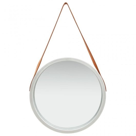 Vidaxl Espejo De Pared Con Correa Plateado 50 Cm