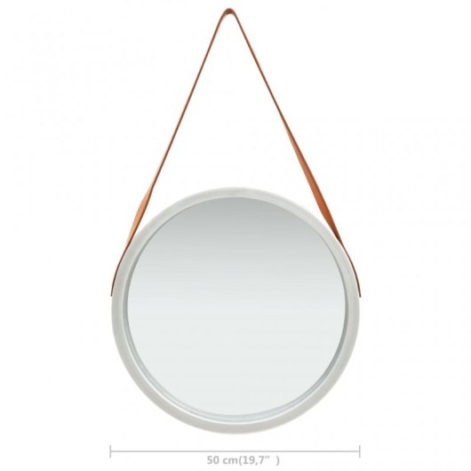 Vidaxl Espejo De Pared Con Correa Plateado 50 Cm