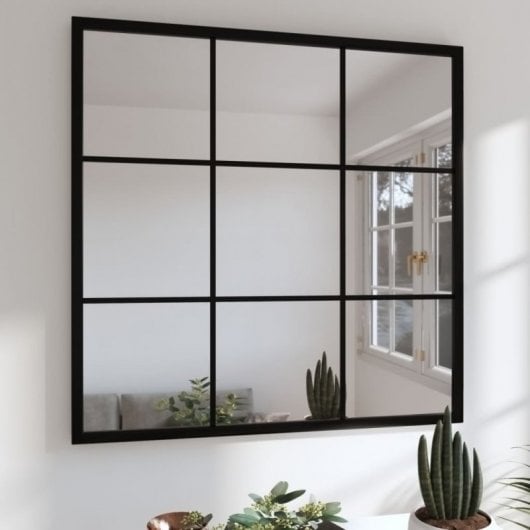 Vidaxl Espejo De Pared Metal Negro 60x60 Cm