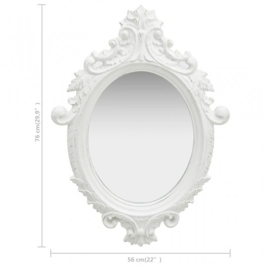 Vidaxl Espejo De Pared Estilo Castillo Blanco 56x76 Cm