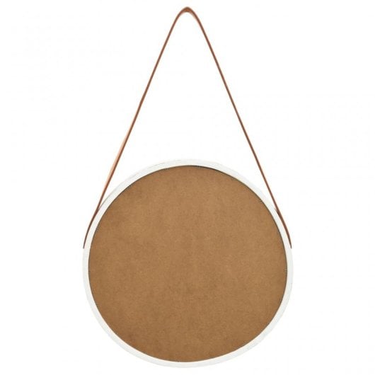 Vidaxl Espejo De Pared Con Correa Blanco 40 Cm