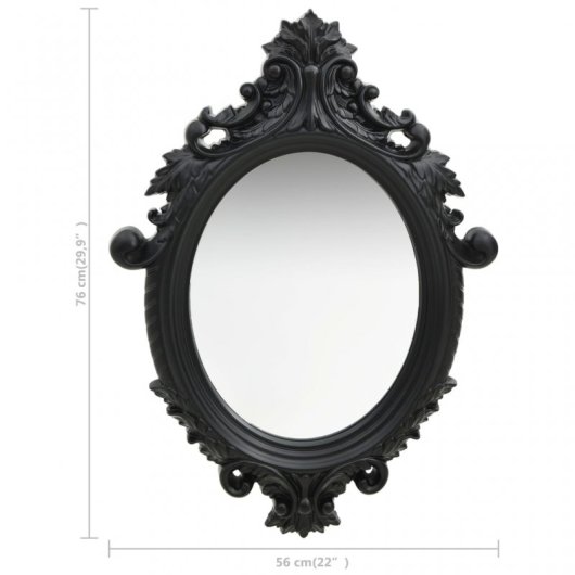 Vidaxl Espejo De Pared Estilo Castillo Negro 56x76 Cm