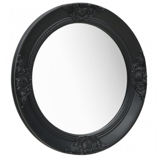 Vidaxl Espejo De Pared Estilo Barroco Negro 50 Cm