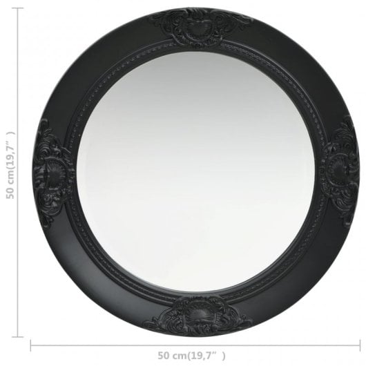 Vidaxl Espejo De Pared Estilo Barroco Negro 50 Cm