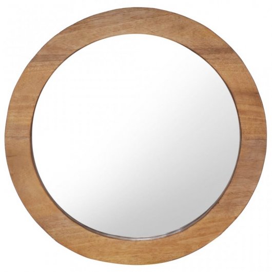 Vidaxl Espejo De Pared Redondo Teca 60 Cm