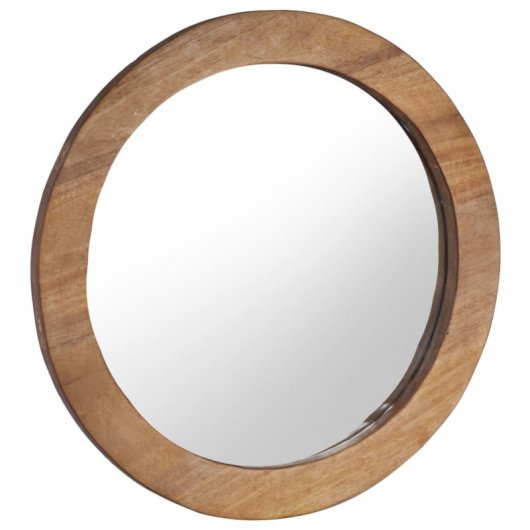 Vidaxl Espejo De Pared Redondo Teca 60 Cm