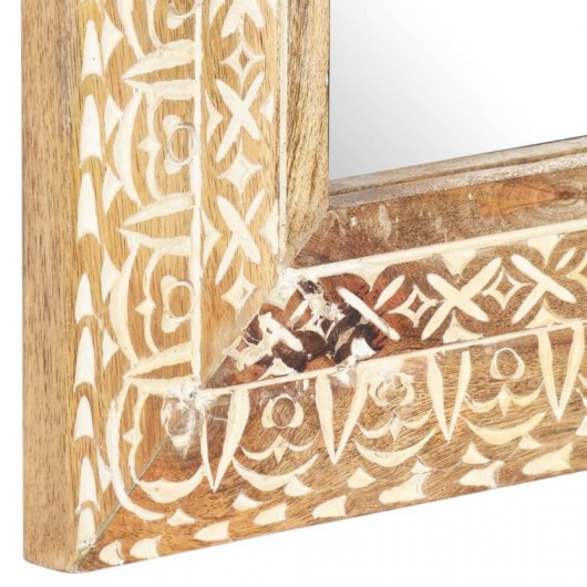 Vidaxl Espejo Tallado A Mano Madera Maciza De Mango 110x50x2,6 Cm