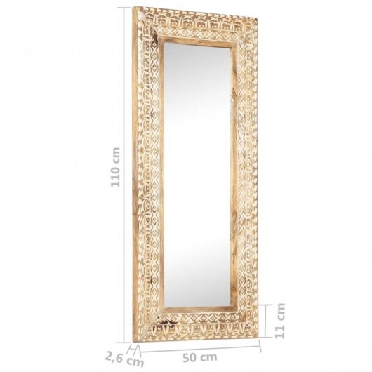 Vidaxl Espejo Tallado A Mano Madera Maciza De Mango 110x50x2,6 Cm