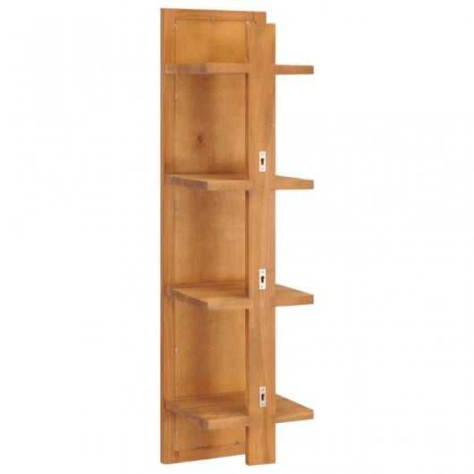 Vidaxl Espejo De Pared Con Estantes Madera De Teca Maciza 30x30x120 Cm