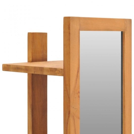 Vidaxl Espejo De Pared Con Estantes Madera De Teca Maciza 30x30x120 Cm