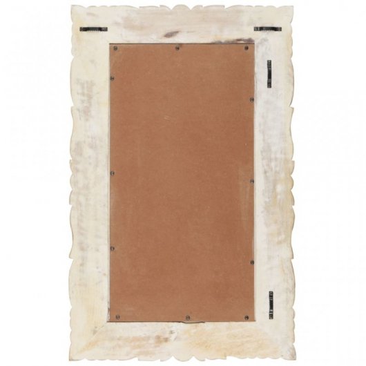 Vidaxl Espejo De Madera Maciza De Mango Blanco 80x50 Cm