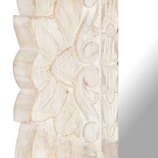 Vidaxl Espejo De Madera Maciza De Mango Blanco 80x50 Cm