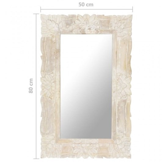 Vidaxl Espejo De Madera Maciza De Mango Blanco 80x50 Cm