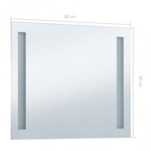 Vidaxl Espejo De Pared De Baño Con Led 80x60 Cm