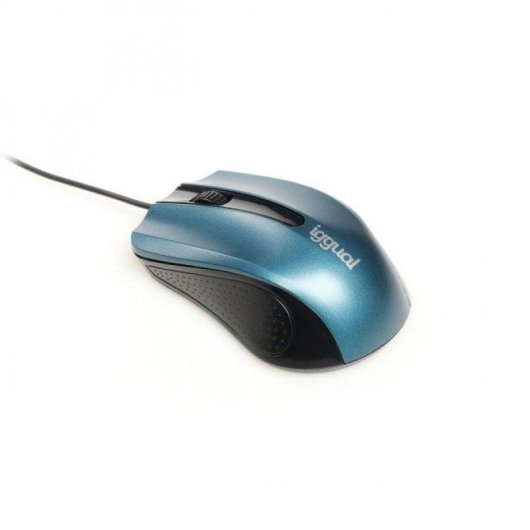 Ratón iggual COM-ERGONOMIC-RL USB tipo A 800 DPI Ambidextro Negro Azul