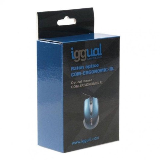 Ratón iggual COM-ERGONOMIC-RL USB tipo A 800 DPI Ambidextro Negro Azul
