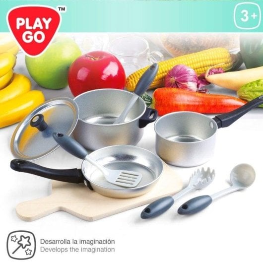 Juego de Ollas y Sartenes de Juguete PLAY 8 Piezas Metal