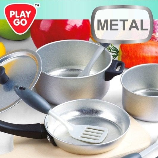 Juego de Ollas y Sartenes de Juguete PLAY 8 Piezas Metal