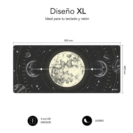 Tappetino per mouse da gioco esteso Subblim Lunar XL 90x40 cm