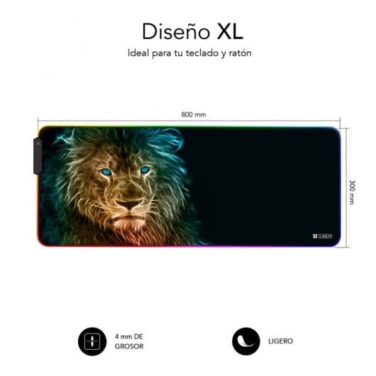 Tapis de souris de jeu étendu Subblim León XL RGB