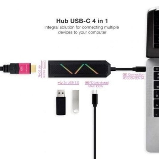 Hub USB-C 4 en 1 Nanocable USB-A 3.2 USB-C PD HDMI 2.0