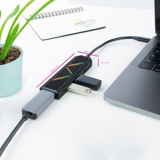 Hub USB-C 4 en 1 Nanocable USB-A 3.2 USB-C PD HDMI 2.0