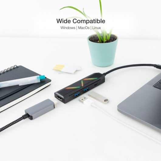 Concentrateur Nanocable 4-en-1 USB-C vers USB-A/USB-C/HDMI