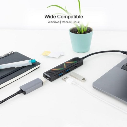 Hub USB-C 4 en 1 Nanocable USB-A 3.2 USB-C PD HDMI 2.0