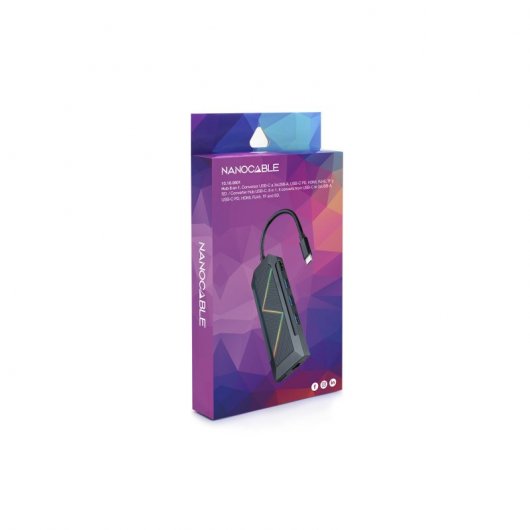 Nanocable Hub 8 en 1 USB-C a USB/USB-C/HDMI/RJ45/Lector Tarjetas/PD 100W