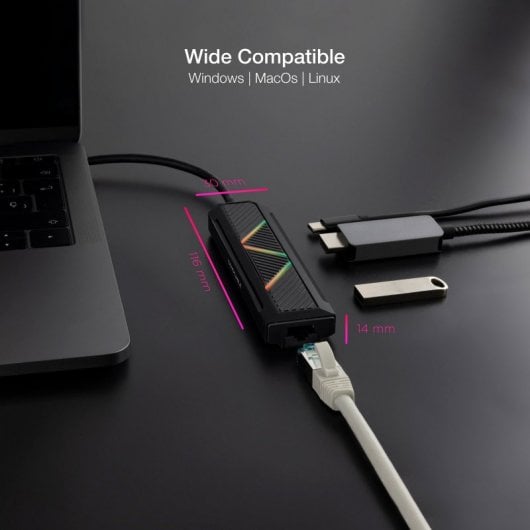 Nanocable Hub 5 in 1 USB-C auf USB-A/USB-C/HDMI/RJ45/PD 100W