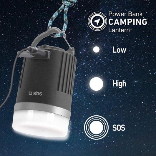 SBS Power Bank Linterna 2 En 1 8800 mAh Batería Externa Y Linterna De Camping